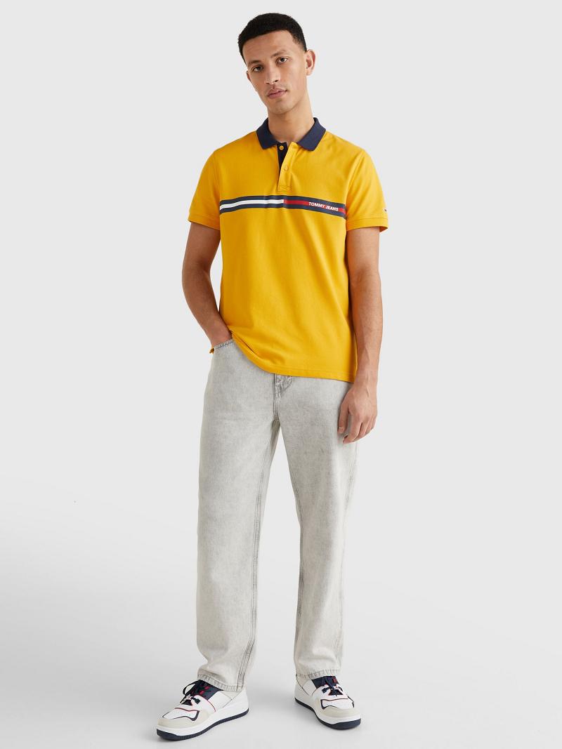 Férfi Tommy Hilfiger Relaxed fit chest flag Polos Sárga | HU 1090GSO